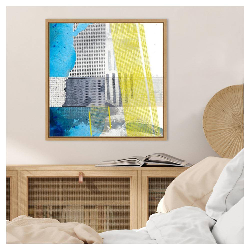 Origin Yellow I Abstract Canvas Print with Maple Floater Frame