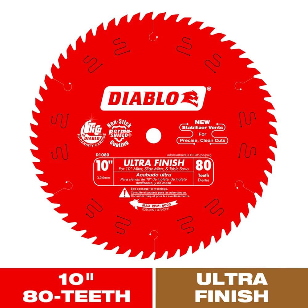 DIABLO 10in x 80 Tooth Ultra Finish Saw Blade for Wood