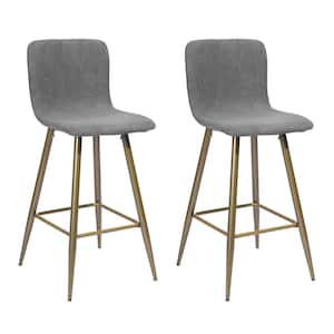 Scargill 39.8 in. Dark Grey Low Back Metal Frame Cushioned Bar Stool with Fabric Seat (Set of 2)