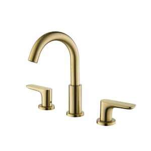 8 in. Widespread Double Handle Bathroom Faucet in Brushed Gold (1-Pack)