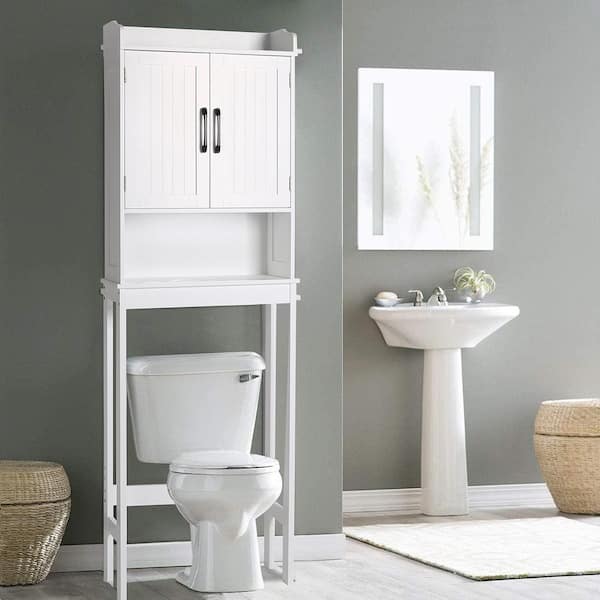 21 6 In W X 67 H 7 4 D Bathroom Over The Toilet Storage Cabinet Organizer With Adjustable Shelf White Mtj 01 Home Depot The Toilet Storage Cabinet Organizer, Over The Toilet Storage Cabinet