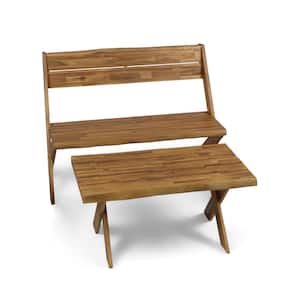 Eaglewood Teak Brown 2-Piece Wood Patio Conversation Set