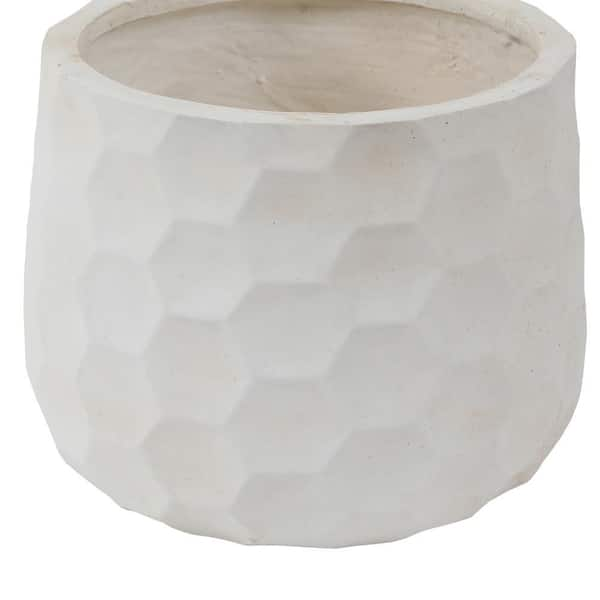 LuxenHome White Geo-Design Round Composite MgO Planter WHPL871