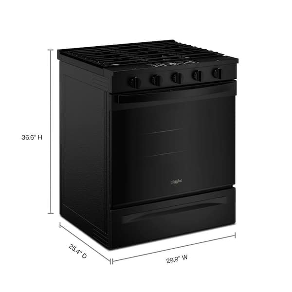 Whirlpool 30 in. 5 Element Slide-In Gas Range in Black with Air