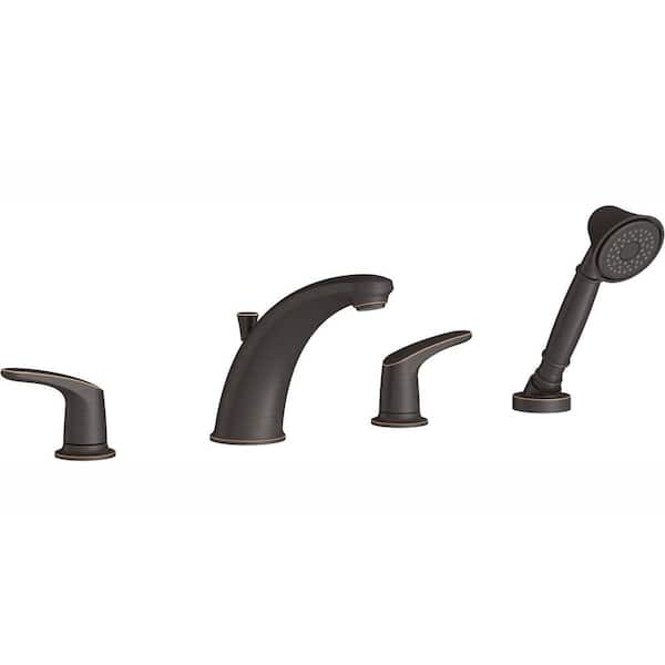 American Standard Colony PRO 2-Handle Deck-Mount Roman Tub Faucet for Flash Rough-in Valves with Hand Shower in Legacy Bronze