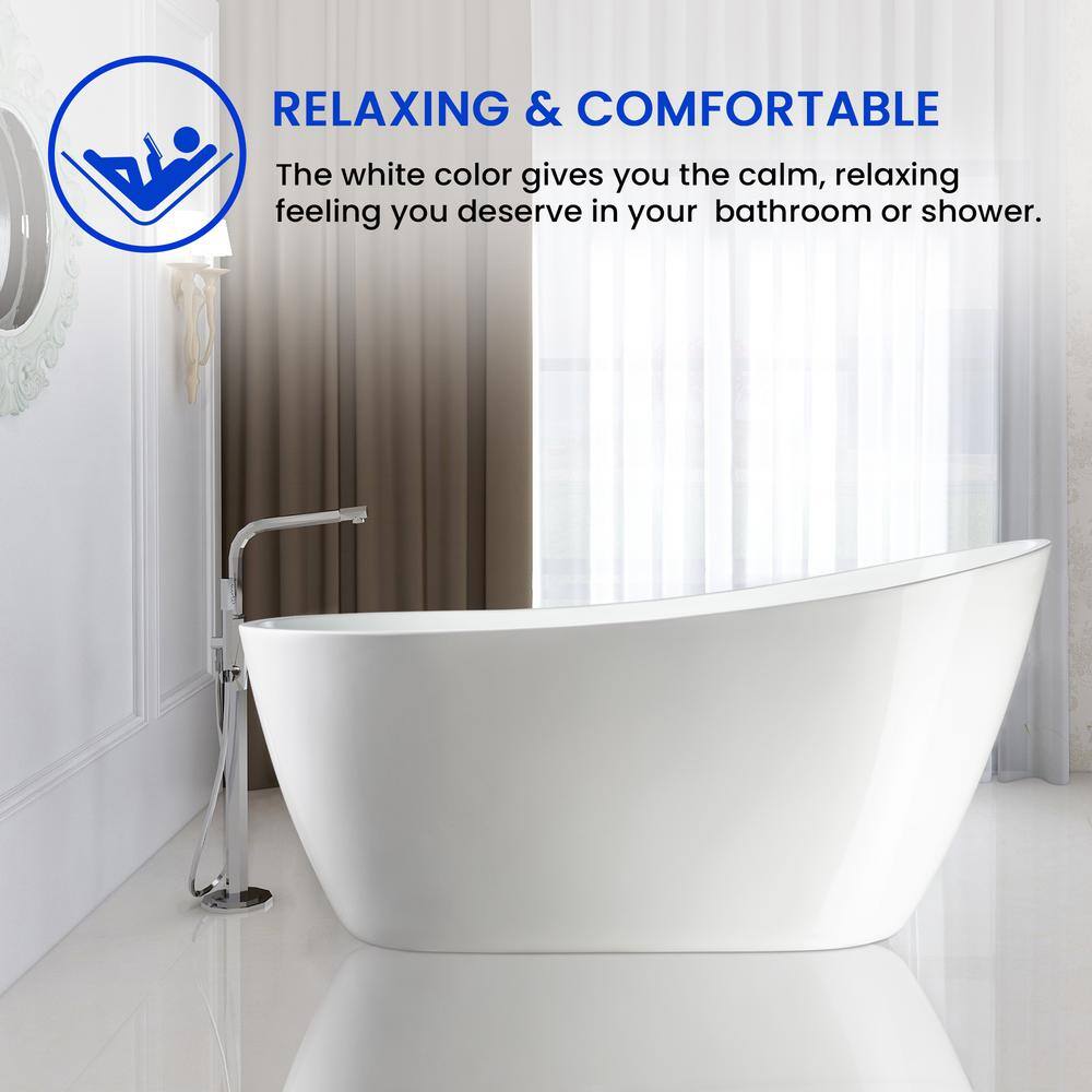 Maya 55" White Acrylic Freestanding Soaking Bathtub