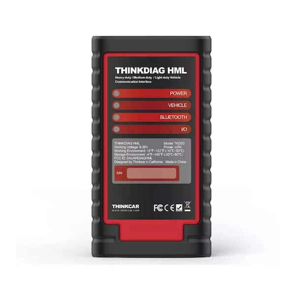 Thinkcar Full System OBD2 Scanner Car Code Reader Heavy Truck Adapter  Interface Vehicle Diagnostic Tool THINKDIAG HML THINKDIAGHML - The Home  Depot