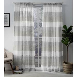 Bern Dove Grey Striped Polyester 54 in. W x 84 in. L Rod Pocket Top, Sheer Curtain Panel (Set of 2)