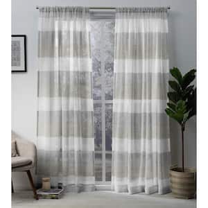 Bern Dove Grey Stripe Sheer Rod Pocket Curtain, 54 in. W x 84 in. L (Set of 2)