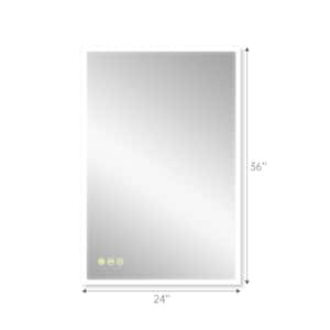 24 in. W x 36 in. H Rectangular Frameless Anti-Fog Wall Mounted LED Light Bathroom Vanity Mirror in Silver