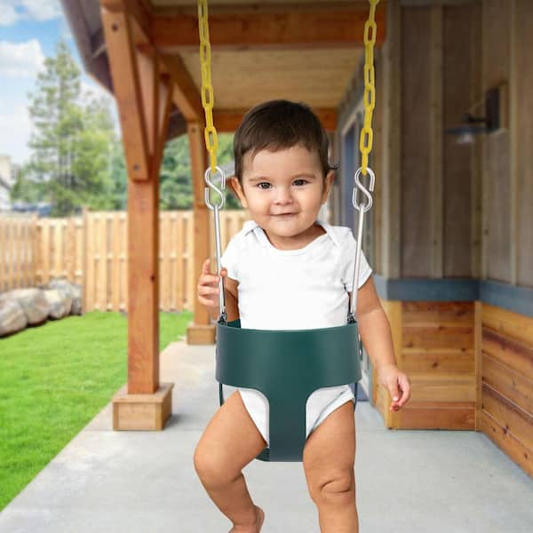 Sorbus Green Bucket Swing with Chain Baby Bucket Swing 68 in. Age