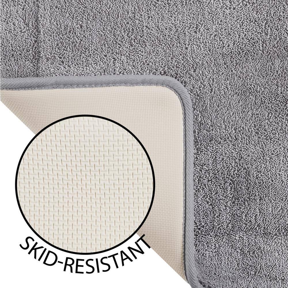 Terry Light Gray Microfiber Memory Foam Bath Mat Set