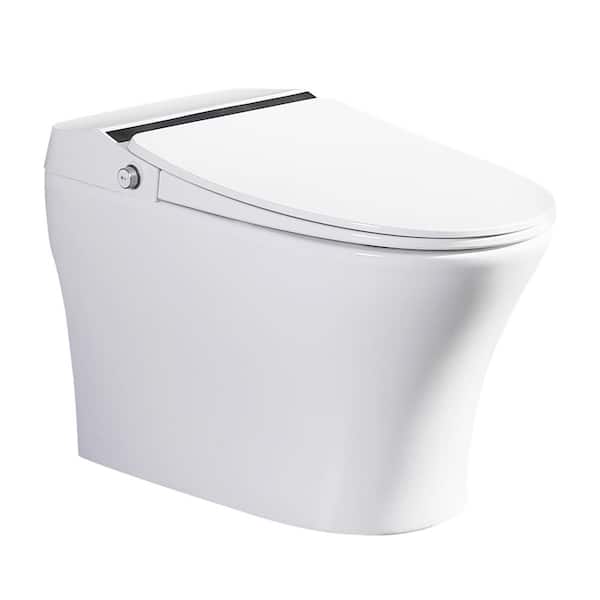 Vanity Art Elongated Smart Toilet Bidet 1-Piece 1.28 GPF in White w/Auto Flush, Heated Seat, Seating Sensor, Foot Induction Flush
