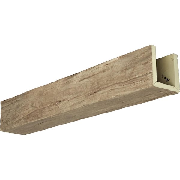 Ekena Millwork 8 in. x 4 in. x 14 ft. 3-Sided (U-Beam) Riverwood Natural Pine Faux Wood Ceiling Beam