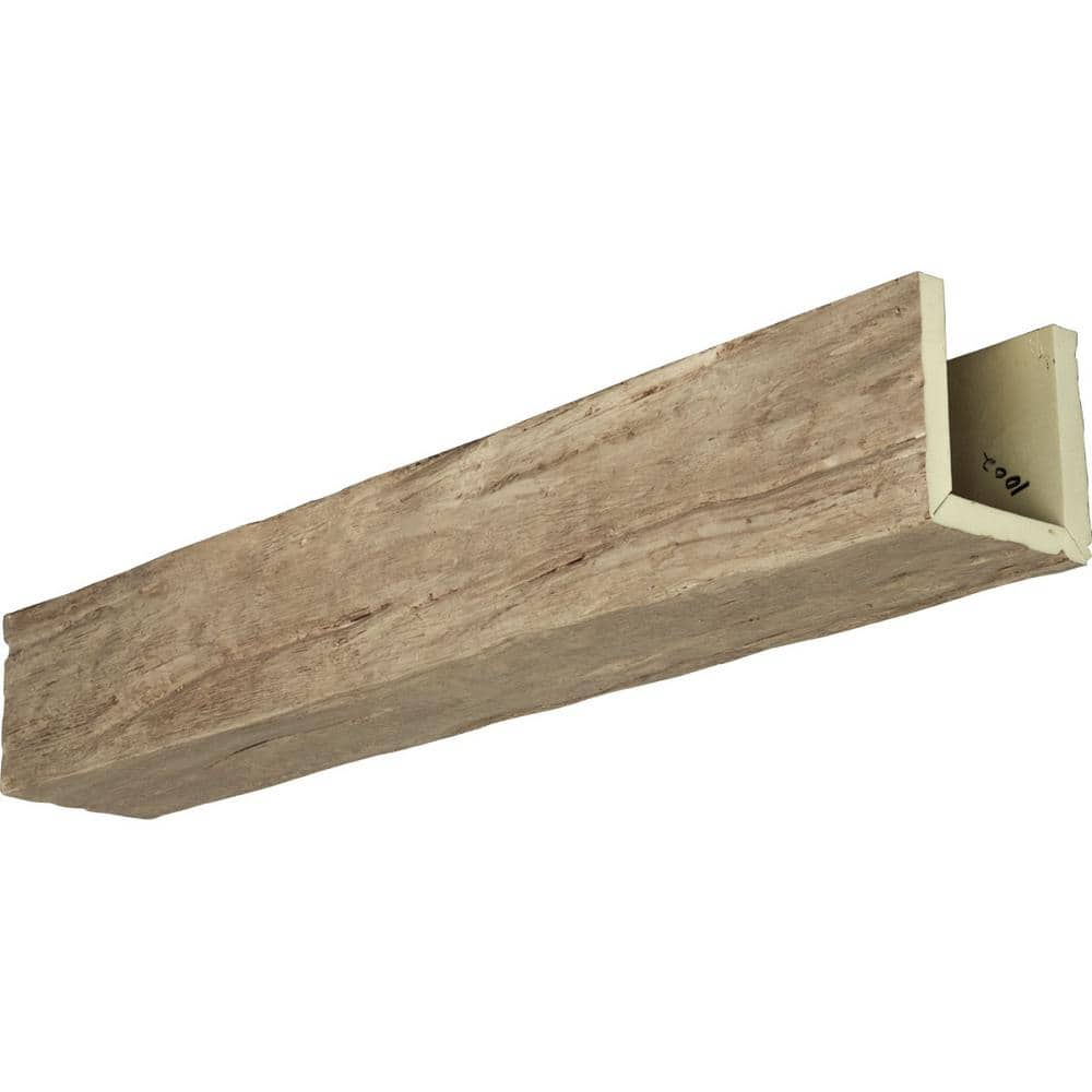 Ekena Millwork 12 in. x 4 in. x 22 ft. 3-Sided (U-Beam) Riverwood Natural Pine Faux Wood Ceiling Beam