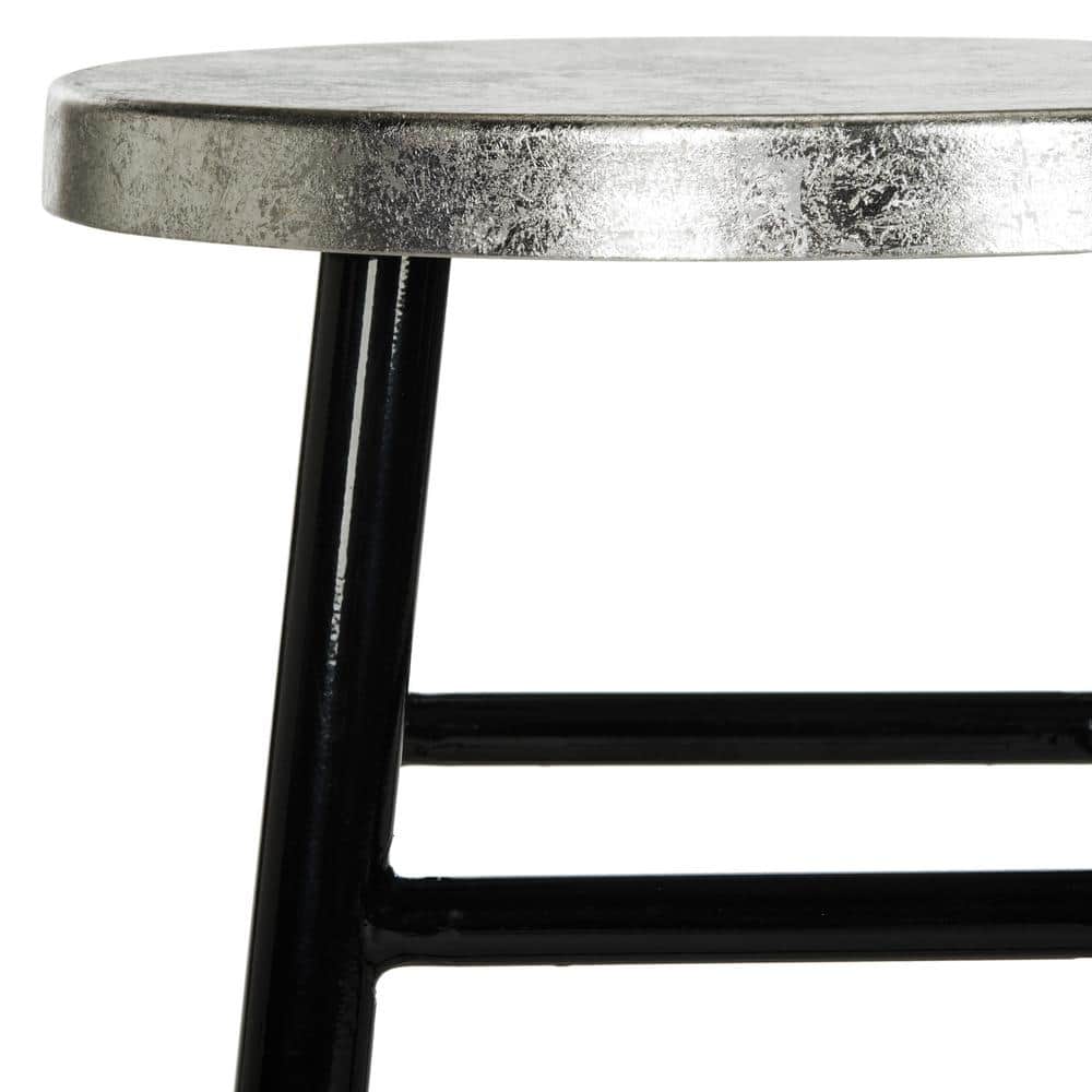Kenzie 24" Black and Silver Metal Counter Stool