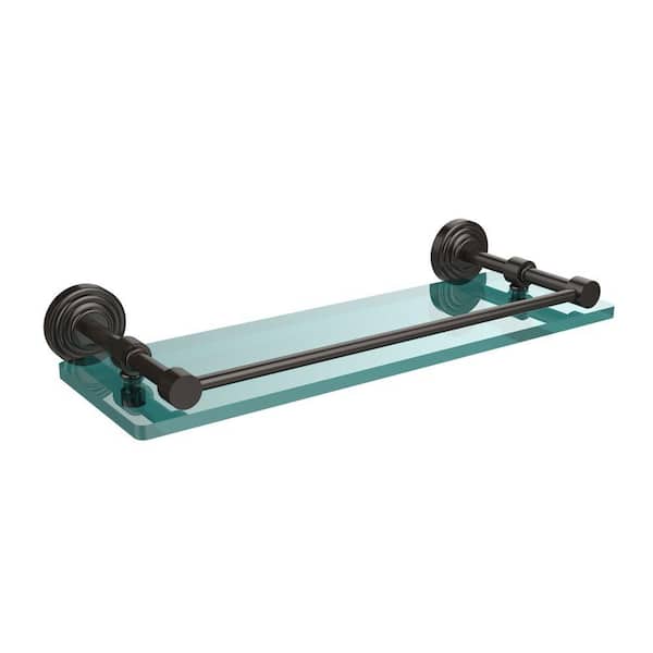 Allied Brass Waverly Place 16 in. L x 3 in. H x 5 in. W Clear Glass Bathroom Shelf with Gallery Rail in Oil Rubbed Bronze