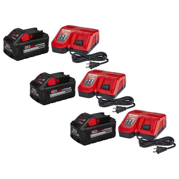 Milwaukee M18 18-Volt Lithium-Ion HIGH OUTPUT Starter Kit with (3) XC 8.0Ah Batteries and (3) Rapid Chargers