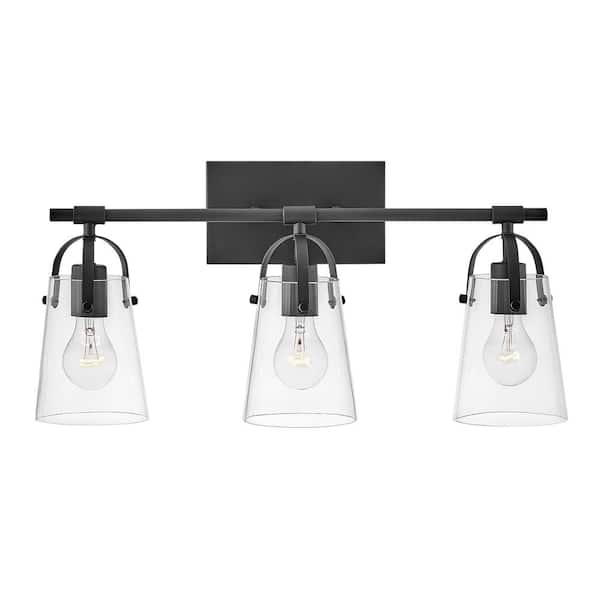 HINKLEY Foster 22.75 in. 3-Light Black Vanity Light