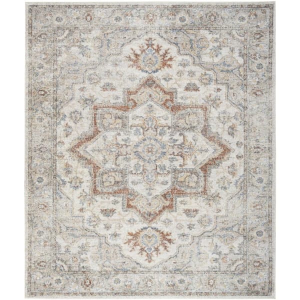 9 ft. x 12 ft. Gray Oriental Power Loom Area Rug