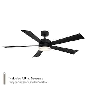Wynd 60 in. Smart Indoor/Outdoor 5-Blade Ceiling Fan Matte Black with 3000K LED and Remote Control