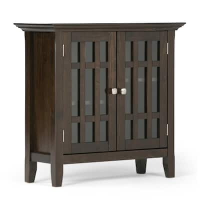 Bedford Dark Tobacco Brown 31 in. H Storage Cabinet with 2-Glass Doors