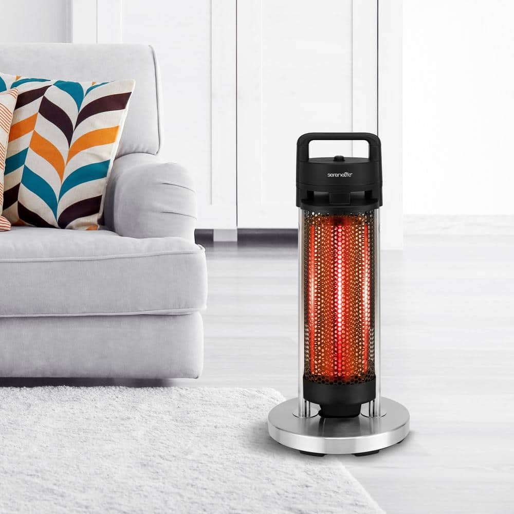 SereneLife 900W Black and Stainless Steel Electric Patio Heater