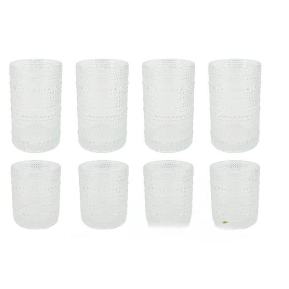 10 oz. and 12 oz. Clear Glass Drinkware Set , Textured Glass Tumbler for Whiskey Beer Cocktail Juice Milk (Set of 8) price history on PriceWatchPro