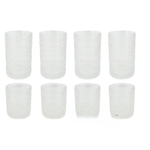 Wudkey 10 oz. and 12 oz. Clear Glass Drinkware Set , Textured Glass Tumbler  for Whiskey Beer Cocktail Juice Milk (Set of 8) KJ9T98_6 - The Home Depot