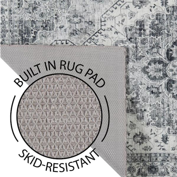 Imagine Chenille Geraldine Light Grey 3 ft. x 4 ft. Medallion Polyester Area Rug