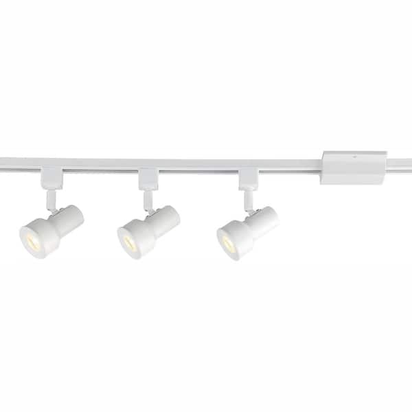 EnviroLite 3.5 ft. White Integrated LED Hardwired Track Lighting Kit with 3 Small Step Positionable Track Heads