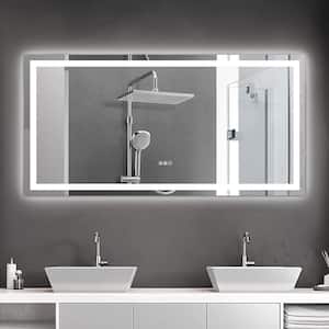 72 in. W x 36 in. H Large Rectangular Frameless 3 Colors Dimmable LED Anti-Fog Memory Wall Mount Bathroom Vanity Mirror