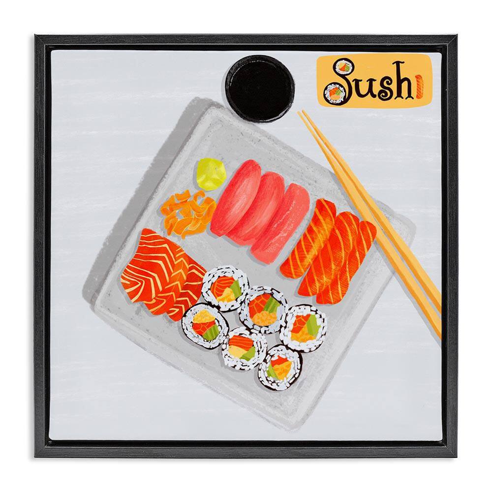 Delicious Sushi Plate by Juliet Rose Philips Black Floater Frame Food Graphic Art Print 25 in. x 25 in. price history on PriceWatchPro