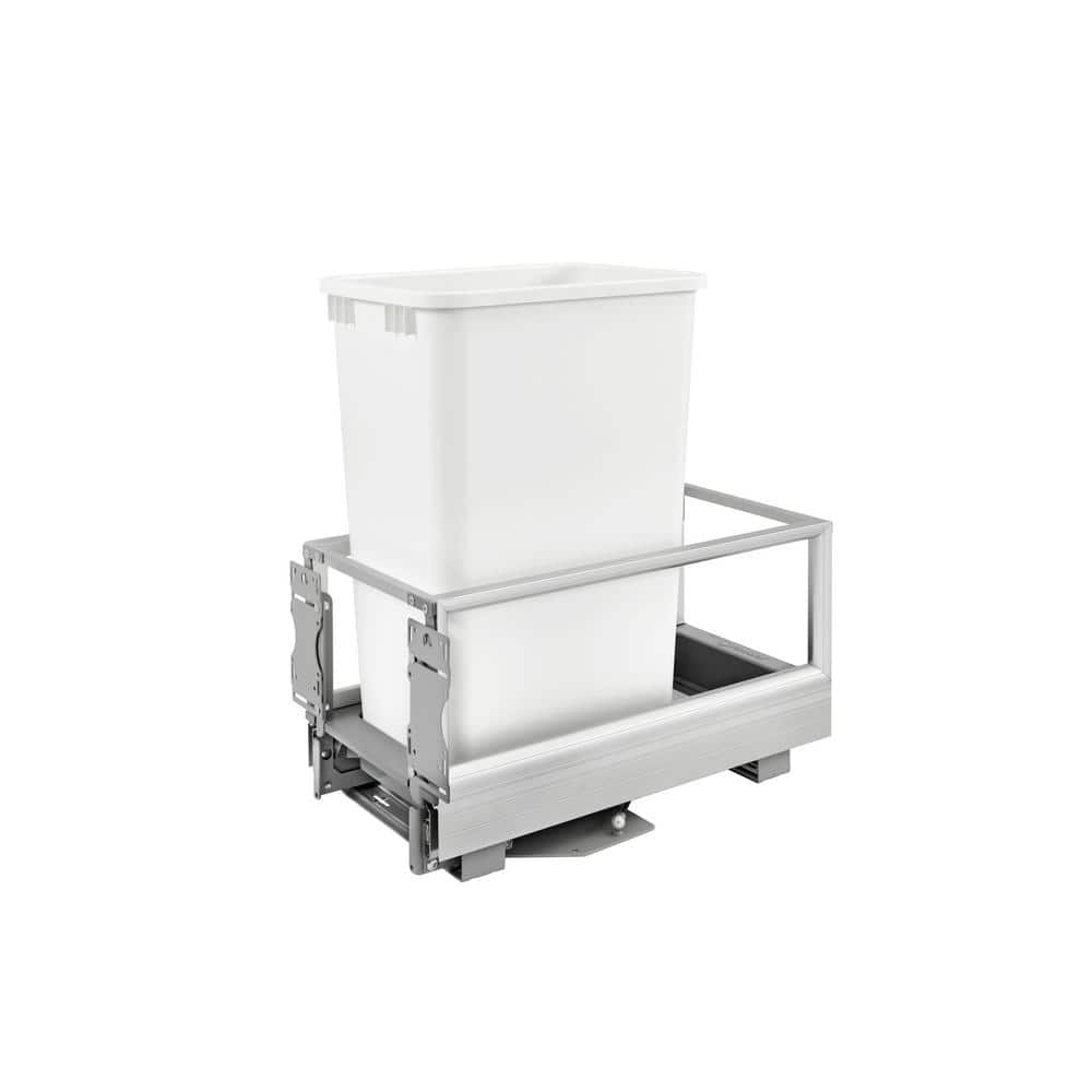 23.5 in. H x 12.13 in. W x 22 in. D Single 50 Qt. Pull-Out Brushed Aluminum and White Waste Container with Rev-A-Motion price history on PriceWatchPro