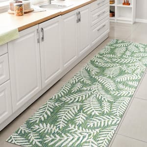 Nevis Palm Frond Cream/Green 2 ft. x 10 ft. Indoor/Outdoor Area Rug