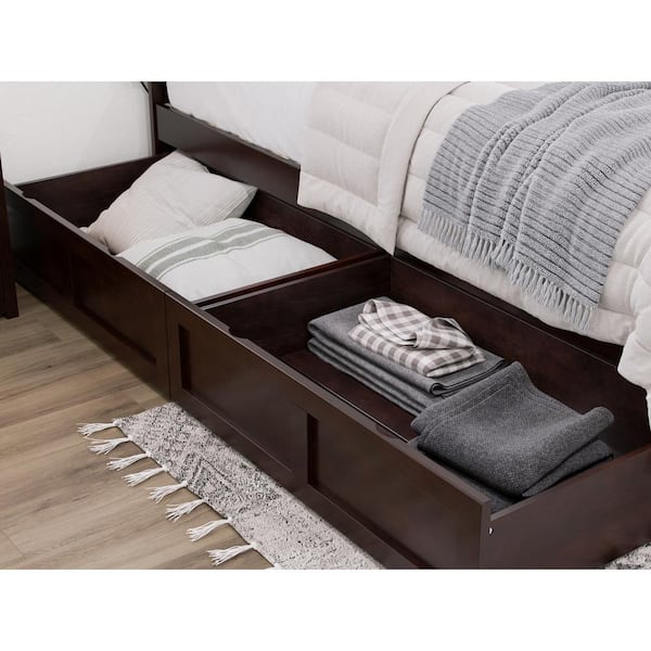 AFI Espresso Dark Brown Extra Long Size (39 5/8 In. Wide, 23 3/8 in. Depth, 10 1/4 in. Height) Roller Bed Drawers (Set of 2)