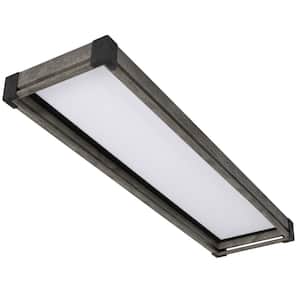 Sebastian 48 in. x 13 in. Farmhouse Gray with Black CCT Selectable LED Flush Mount Ceiling Light 4000 Dimmable Lumens