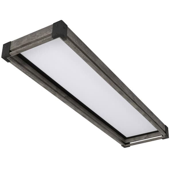 Commercial Electric Sebastian 48 in. x 13 in. Farmhouse Gray with Black CCT Selectable LED Flush Mount Ceiling Light 4000 Dimmable Lumens