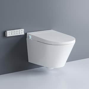 Wall Hung Elongated Smart Toilet Bidet in White with Auto Open, Auto Close, Auto Flush, Heated Seat and Remote