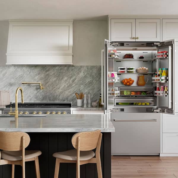 36 in. 19.6 cu. ft. Counter Depth Bottom Freezer Refrigerator and Ice Maker in Stainless Steel with Stainless Interior