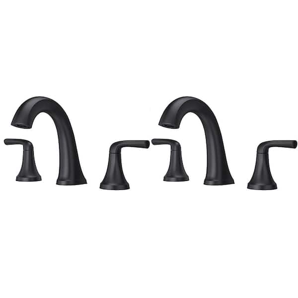 Ladera 8 in. Widespread Double Handle Bathroom Faucet in Matte Black (2-Pack)