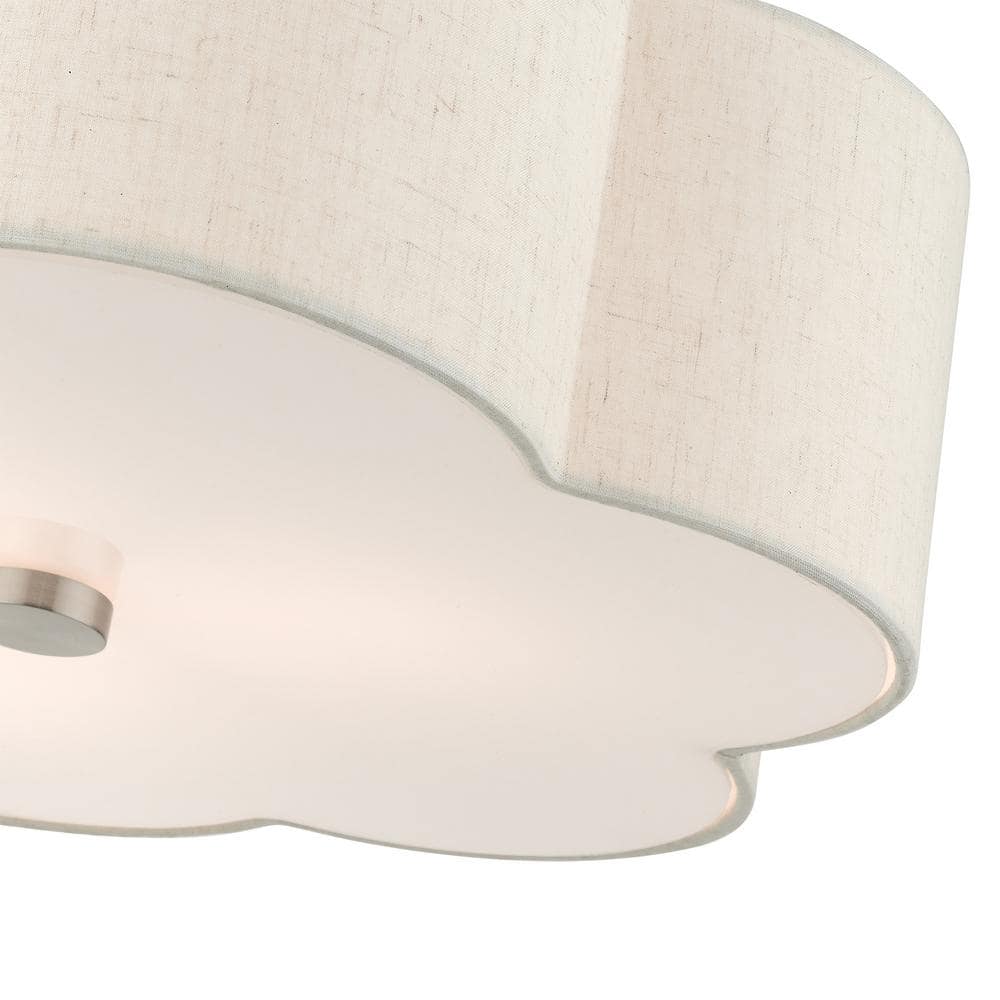 Solstice French Country Chic 3-Light Brushed Nickel Semi-Flush Mount