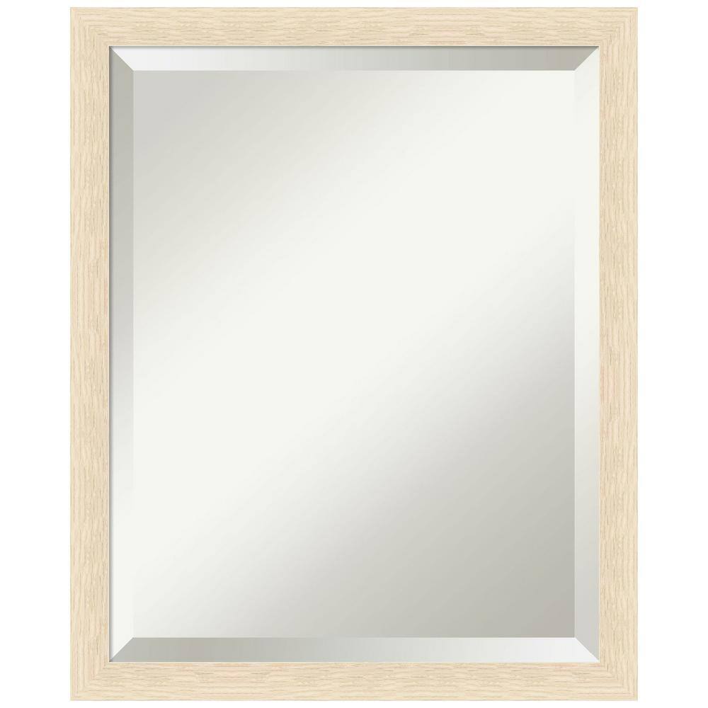Woodgrain Stripe 18 in. x 22 in. Beveled Casual Rectangle Wood Framed Bathroom Wall Mirror in Brown price history on PriceWatchPro