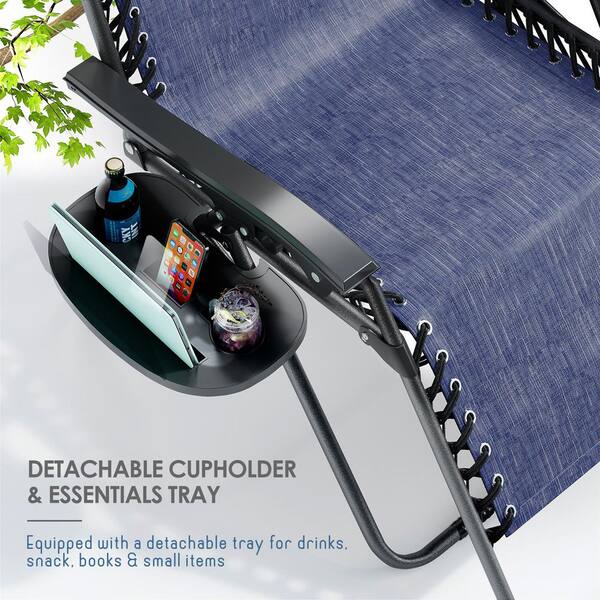 HEARTH & HARBOR Blue Zero Gravity Chairs, Metal Outdoor Lawn Chair