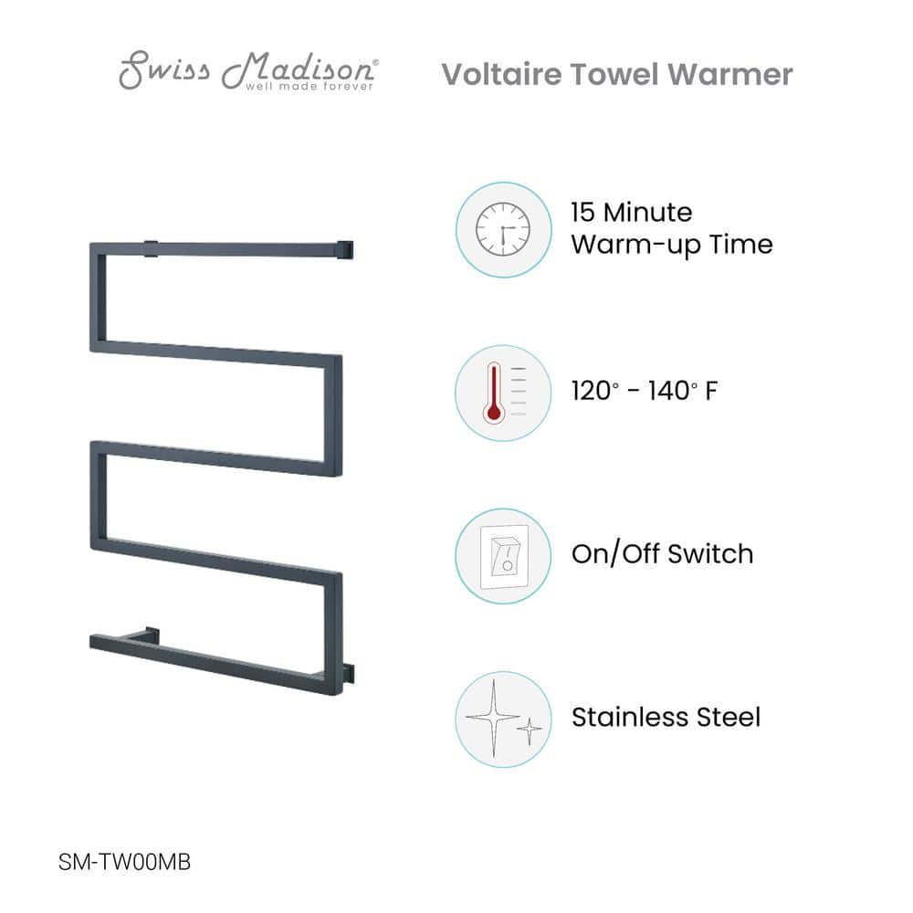 Matte Black Stainless Steel Wall Mounted Towel Warmer
