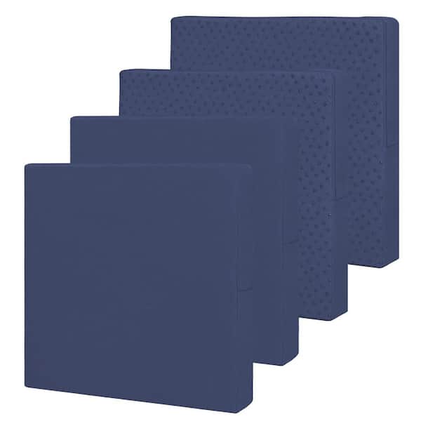 Angel Sar 24 in. x 24 in. x 4 in. Waterproof Replacement Non-Slip Outdoor Seat Cushion Covers for Patio Garden, Navy Blue (4-Pack)