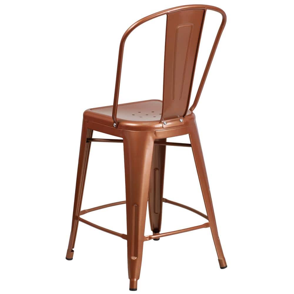 Copper Metal Indoor-Outdoor Counter Height Dining Chair