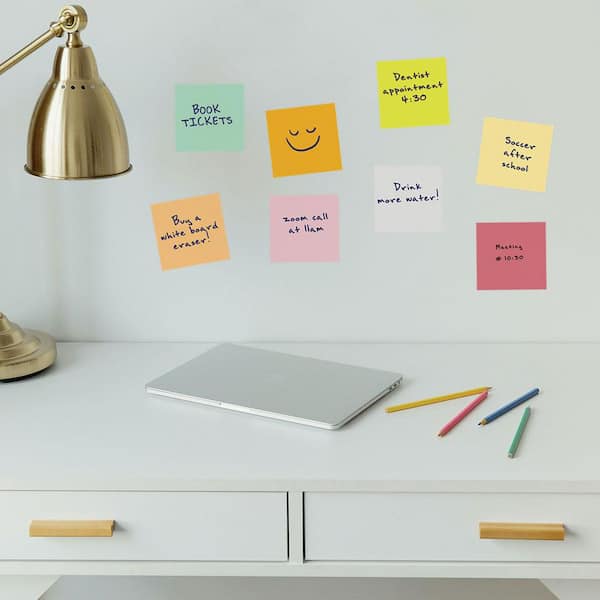 Tempaper Removable Peel and Stick Dry Erase Sticky Notes, 4 x 4 (Pack of 8)