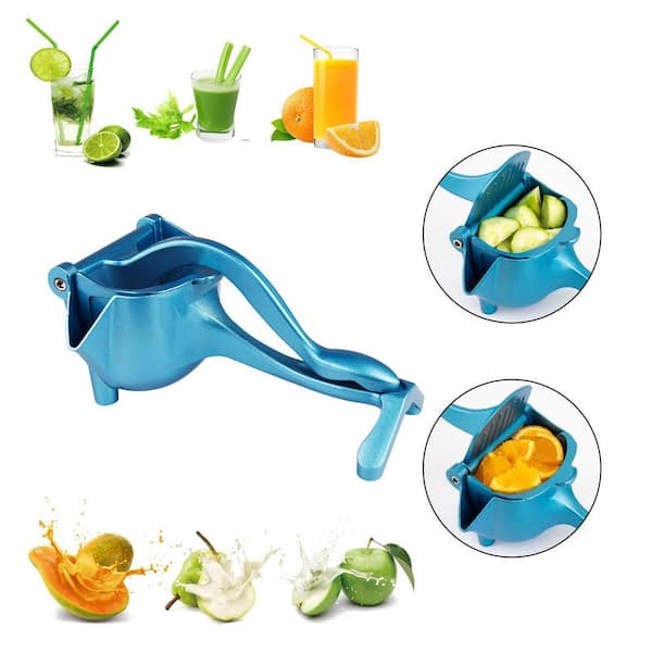 Amucolo Blue Manual Citrus Juicer, Hand Press Lemon Squeezer, Heavy Duty Juice Metal Aluminum Alloy Squeezer