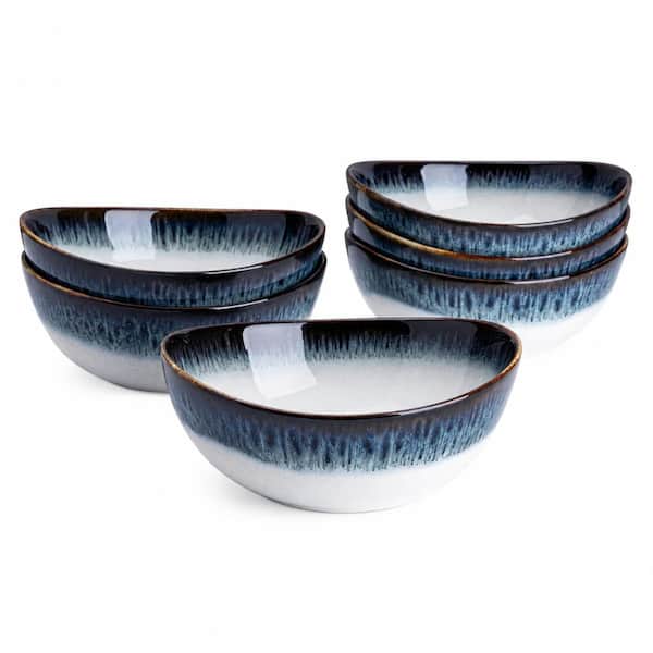 18 fl. oz. Multicolor Porcelain Handmade Artisan Spot Gradient Boat-Shape Cereal Soup Bowl Set (Set of 6)